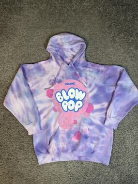 Blow Pop Hoodie Mens M Purple Pullover Hooded Pockets Tootsie Tie Dye